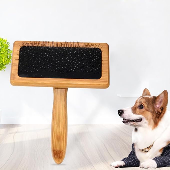 Toyvian Wooden Pet Grooming Comb with Airbag Cushion, and Wood Material, Large 15.2×12cm Detangling Tool for Dog and Cat Hair Cleaning and Shedding Removal