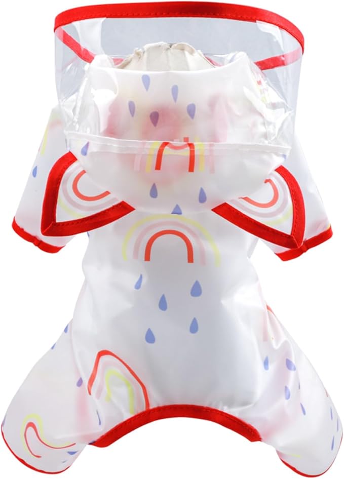 Waterproof Dog Raincoat,Full Coverage 4 Legs Dog Rain Jacket for Small Dogs,Pet Rain Coat with Hood,Reflective Strips&Leash Hole Outdoor Raincoat (Large(for Weight 8.8-11 lb), Rainbow)