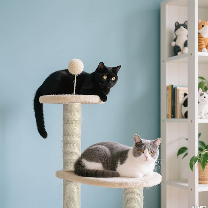 4 PCS M8 15.7 x 2.75 Inch Cat Scratching Post Replacement, Sisal Pole Cat Tree Replacement Post with Screws, Refill Scratcher Posts for Indoor Kitten Tree Tower Spare Cats Furniture Protector