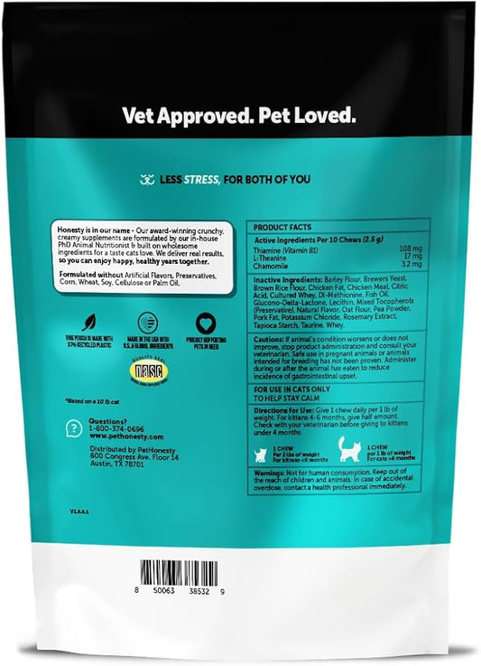 Calming Chews for Cats - Cat Anxiety Relief + Helps Reduce Stress - Behavioral Support & Promotes Relaxation for Travel, Boarding, Vet Visits, Separation Anxiety - Chicken (90-Day Supply)