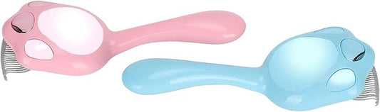 Cat Shell Comb Deshedding Brush, Pet Grooming Tool, Round Comb with Soft Plastic Claw Teeth, Stainless Steel Material, Ergonomic Handle for Cats and Small Dogs, Removal Com