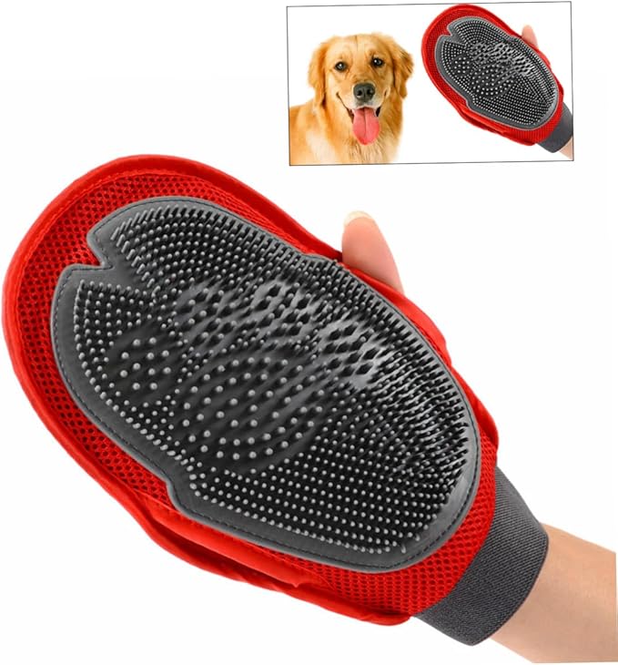 Sosoport Large Dog Grooming Glove Gentle Cleaning and Deshedding Tool PET Hair Brush Glove for Cats and Dogs Waterproof Skin-Friendly Easy to Use