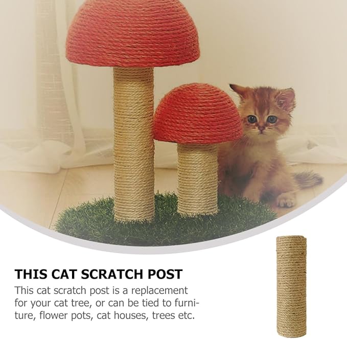 DOITOOL Wooden Rope Cat Scratching Post Replacement 7cm Diameter X 35cm Length Indoor Cat Scratcher DIY Accessories
