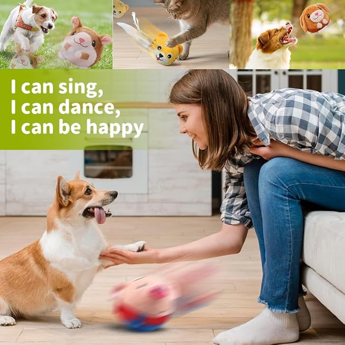 Dog Toys for Small Large Dogs,Puppy Toys to Keep Them Busy,Moving Interactive Squeaky Dog Toy,Active Moving Pet Plush Toy,Small Dog Toys (Hamster)