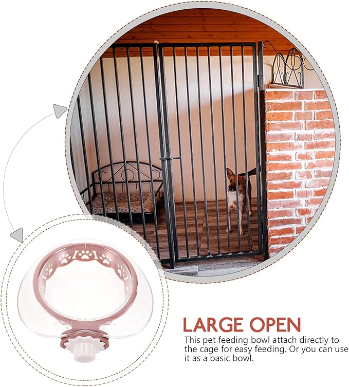 PRETYZOOM Hanging Pet Feeder Bowl with Heart Design, Detachable Dog and Cat Food Dish, Large Pink Puppy Supply for Crates and Kennels