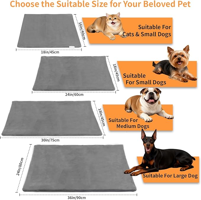 BECEMURU Pet Heating Pad for Dogs & Cats, 18x16 in, Waterproof Heated Bed with 6-Temp & Timer, Chew-Resistant Cord Electric Warm Bed for Senior Pets, Soothing Pain Relief for Arthritis