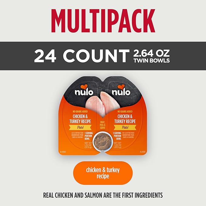 Nulo Split Cup Turkey & Chicken Recipe Grain-Free Pate Wet Cat & Kitten Food, 2.64 Ounce, Case of 10