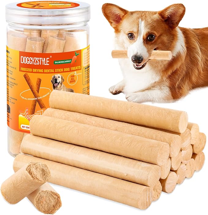 Freeze-Dried Salmon Sticks for Dogs,Natural Salmon and Carrots,Easy to Digest,Perfect for Training and Rewards (25g)
