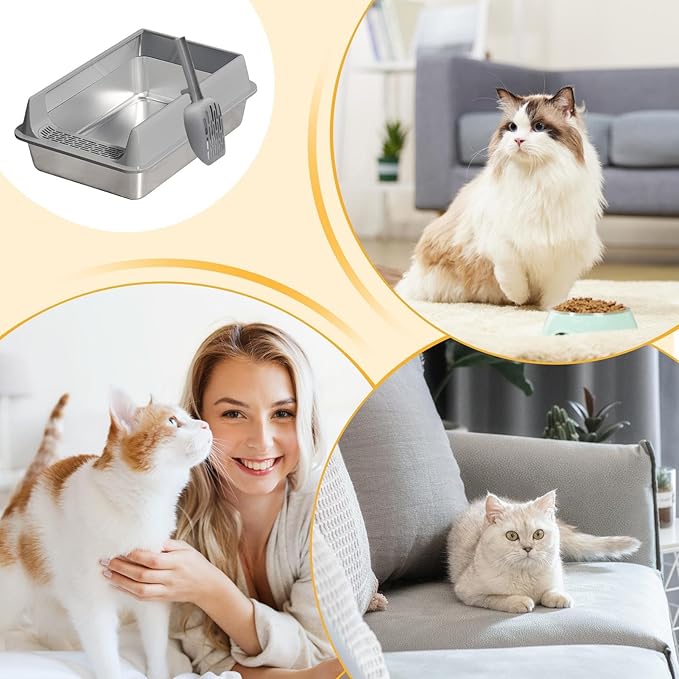 Cat Toilet - Thickened Pet Litter Box, Durablee Odor Control Design, Easy Cleaning with Matching Scoop, Anti-Splash High Wall Structure | Practical Indoor Outdoor Solution for Living Room Use
