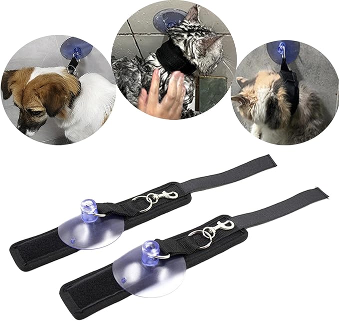 2pcs Dog Grooming Leash Pets Supplies, Adjustable Tub Leash Grooming Loops Pet Bathing Tether with Suction Cup for Kitten,Home,Trimming