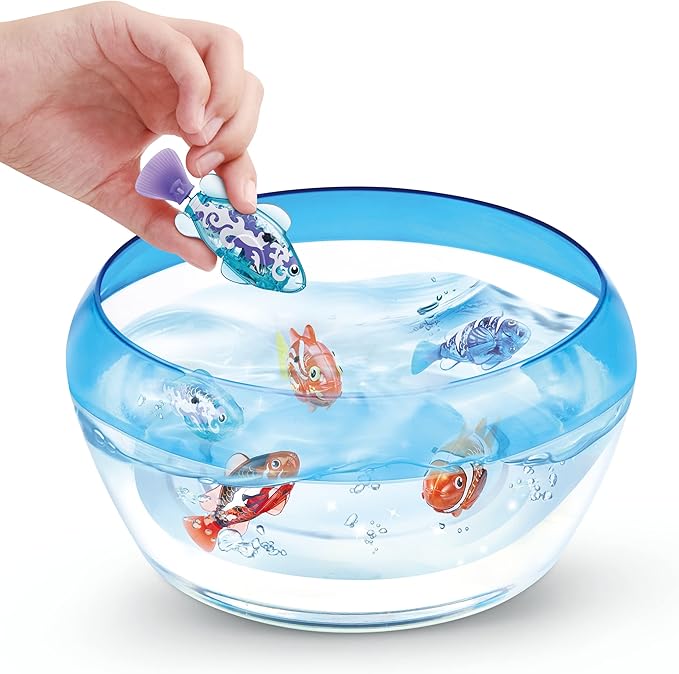 Robo Alive Robo Fish Series 2 (Red + Blue 2 Pack) by ZURU Robotic Swimming Fish Water Activated, Changes Color, Comes with Batteries, Amazon Exclusive - Red + Blue (2 Pack),Multi,7165G