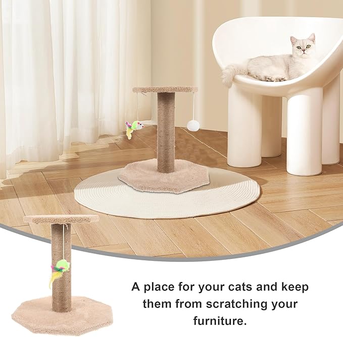 Alipis Cat Scratching Post with Sisal Rope Pole Hanging Ball Interactive Cat Scratcher Small Size Pet Activity Furniture