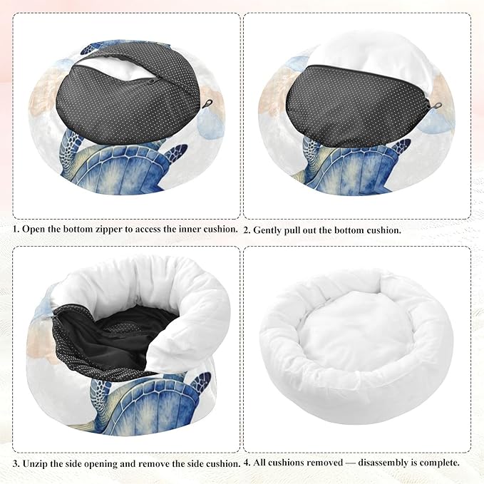 Pet Cat Beds Relieve Stress fluffier Dog Pillow Bed for Medium Size Pets Supplies Turtle Ocean Print