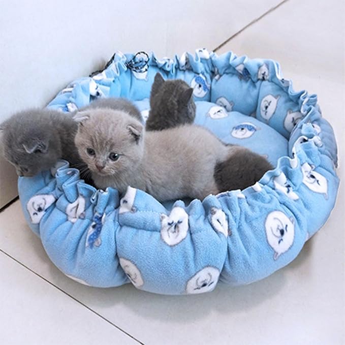 Round Bed Sleeping Dog Winter House Drawstring Design Pet Mat for Kitten Puppy Sleeping Supplies Sofa Plush Sofa on