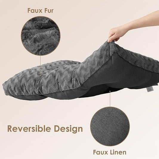 EHEYCIGA Washable Large Dog Bed for Crate 35x23 Inch, Reversible Kennel Pad for Dogs Weight Up to 45 lbs, Plush and Comfy Pet Sleeping Mat, Charcoal