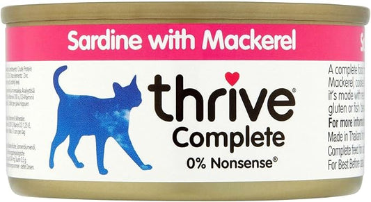 thrive Complete 100% Natural Multiple Flavors Food for Cats (6 Packs, Sardine and Mackerel)