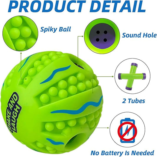 Spiky Interactive Dog Toys Ball, Shaking with Gibbering Sound, for Training, Teeth Cleaning & Herding, Wave, M, 3.46 in (8.8 cm)