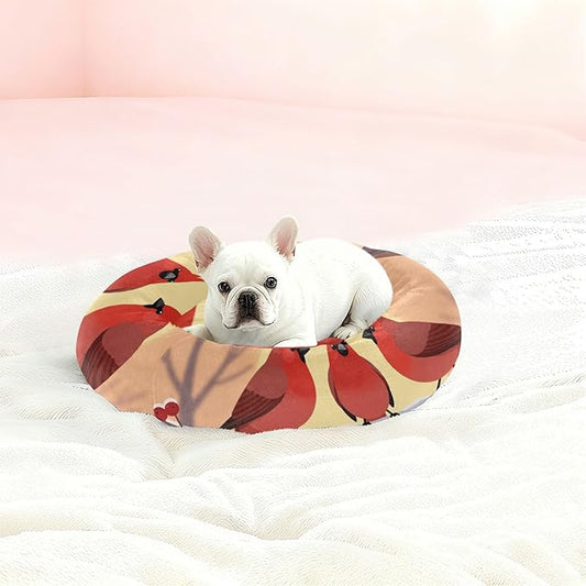 Pet Cat Beds Removable & Washable fluffier Puppy Beds for Medium Size Pets Supplies Winter Bird Scenery
