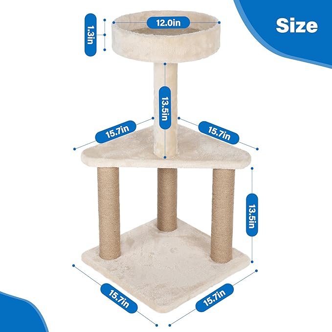 Simple Deluxe Kitten Cat Tree Tower for Small Cats, Multi-Level Climbing Activity Tower with Scratching Post&Top Perch, Beige
