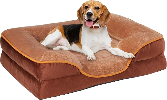 NEWBULIG 35x25 Inch Orthopedic Dog Bed Large Sized, Dog Couch/Sofa Bed with Washable Cover, Waterproof, Memory Foam, Soft Fluffy Surface