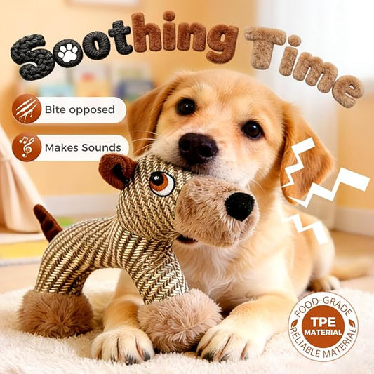 Linen Safari Companions Dog Toys, Durable Linen Dog Toy with Squeaker for Small Medium Large Dogs, Chew Resistant Animal Shaped Toys for Aggressive Chewers Puppy Anxiety Relief (Sheep)