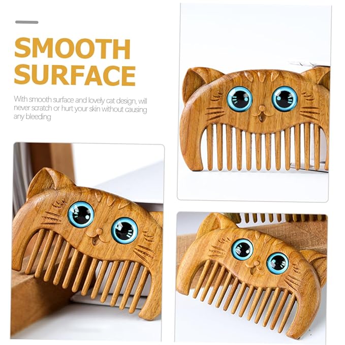 2pcs Wooden Massage Comb Cat Hair Grooming Supplies Sandalwood Combs for Curly Hair