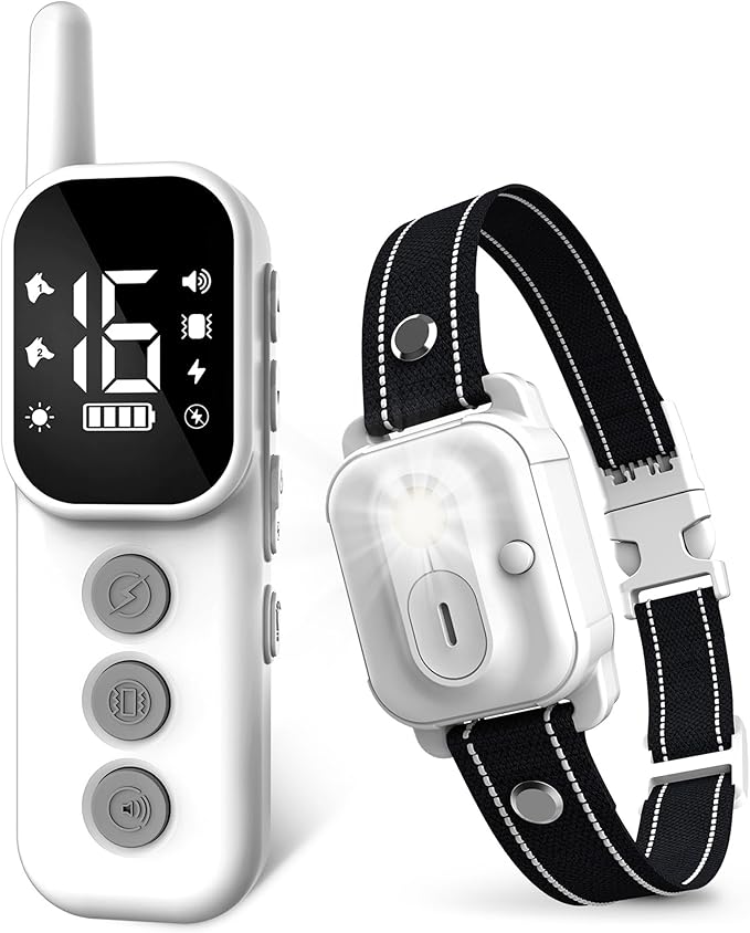 Dog Training Collar,Dog Shock Collar with Remote Control, 3300FT and 4 Training Modes Beep,Vibration,Safe Shock,LED Light,IPX7 Waterproof Rechargeable E-Collar for All Breeds (8-150 lbs)
