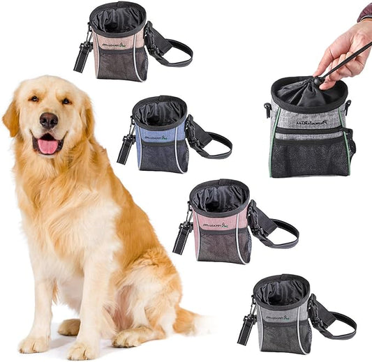 Peiiwdc Dogs Treat Pouches for Walking with PoopBagHolder Dog Training Waist Bag Pet Treat Outdoor Pet Supplies Dog Training
