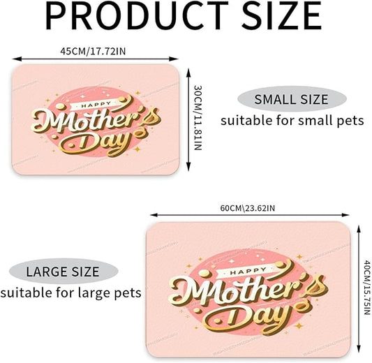 Pet Feeding Mat for Dogs Cats Happy Mother's Day Floral Gift for Mom Gn Absorbent Dog Food Mat Non-Slip Waterproof Placemat Quick Dry Pet Supplies Bowl Mats
