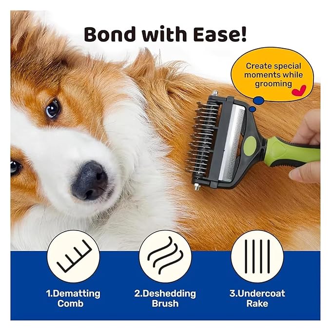 Cat Comb Brushes Dogs Grooming Shedding Supplies Dog Hair Remover Pet Deshedding Brush Pet Fur Knot Cutter Puppy(Blue)