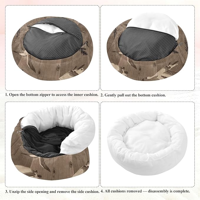 Pet Dog Beds Removable & Washable fluffier Orthopedic Dog Bed for Small Size Pets Supplies Flock Bird Pattern