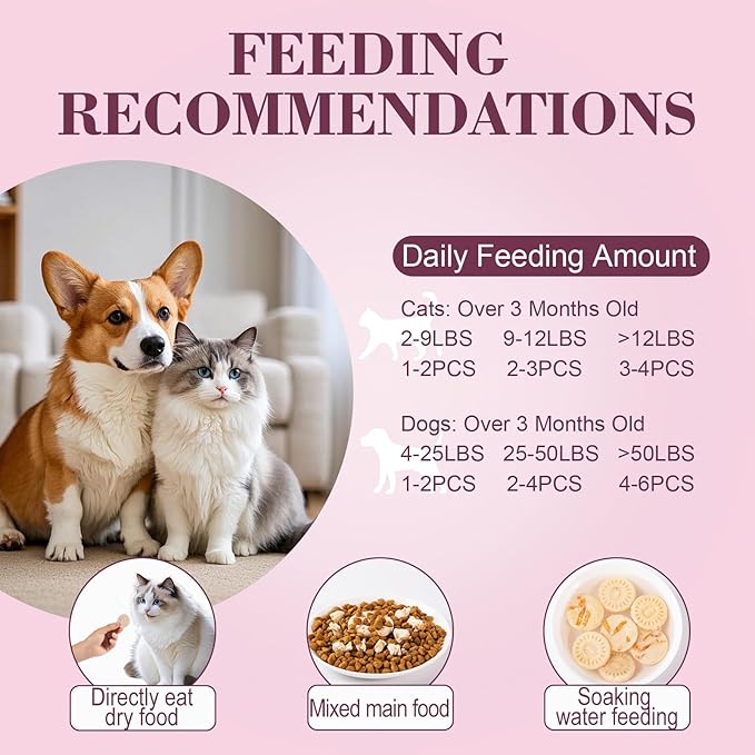 Dylan's cabin Freeze Dried Chicken Cat & Dog Treats - High Protein Krill Bites with Bone-in Thigh, Egg Yolk Training Kitten Puppy Snack for Coat Oral Health,20pcs