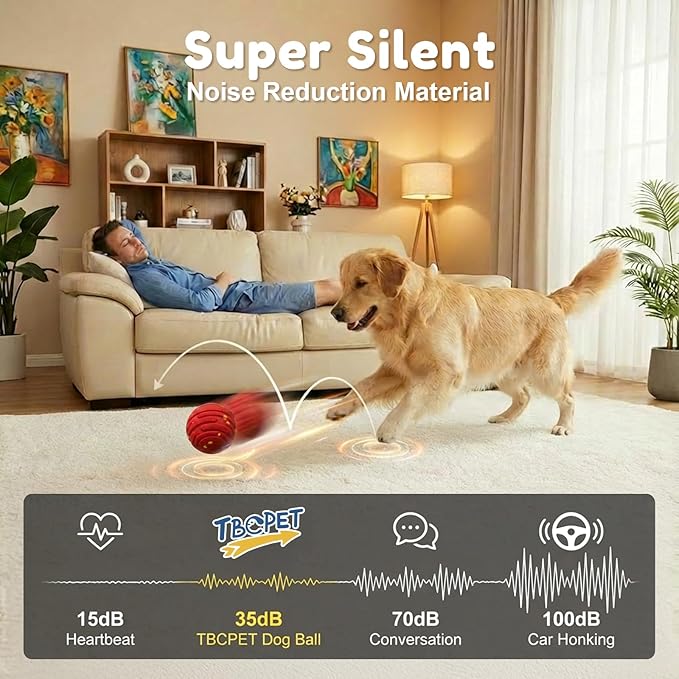 Interactive Dog Toys, Smart Interactive Dog Ball with 3 Modes, Auto-Moving&Bouncing, High-Resilience&Chew Resistant E-TPU Dog Ball, IPX6 Waterproof, Indoor&Outdoor Use, Rolling Ball Dogs