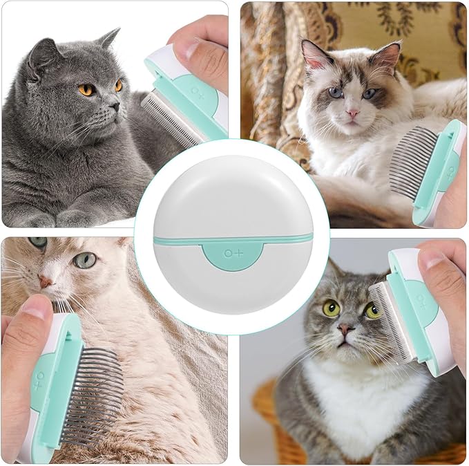 Beaupretty Pet Grooming Comb and Cat Hair Brush Mint Green Shedding Tool with Massage Function for Removal and Cleaning Suitable for and Bathing