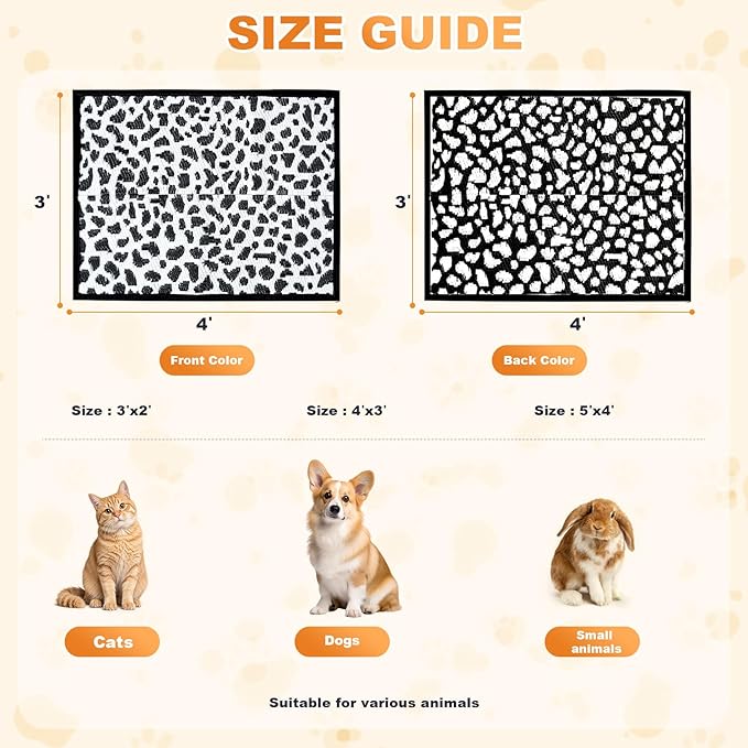4x3 Feet Cat Bed Mats, Stain-Resistant, Washable and Easy to Clean, Reversible for Double-Sided Use, Convenient Design, Suitable for Both Outdoor and Indoor