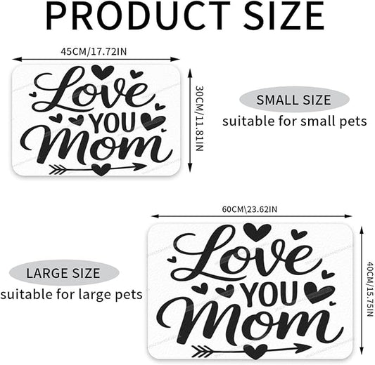 Pet Feeding Mat Happy Mother's Day Floral Gift for Mom Jj Dog Food Mat for Food Water No Stains Quick Dry Dispenser Cat Bowl Mats Messy Drinkers 18X12In