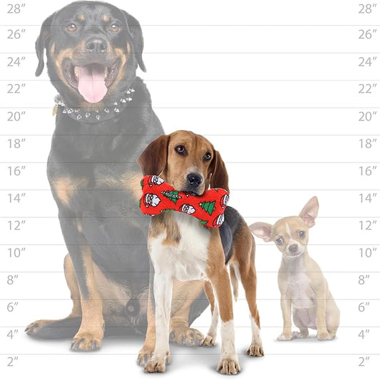 MIGHTY- NO Stuff Bone– Squeaky Plastic Core. 2-in-1 Toy. Made Durable, Strong & Tough. Interactive Play Dog Toy (Tug, Toss & Fetch). It Floats. (Christmas, Medium 2 Pack)