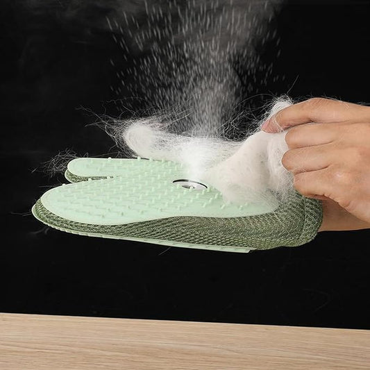 Pet Hair Removal Glove, Upgrade Electrostatic Pet Grooming Gloves No Fly Away Hair Deshedding Tool for Cats and Dogs, Darkblue