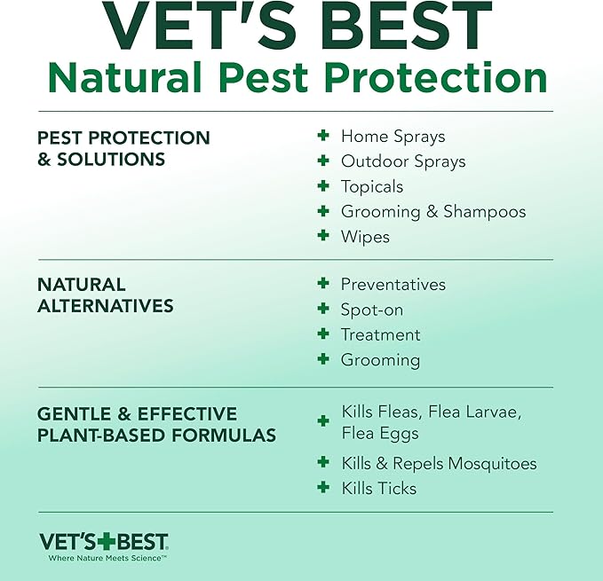 Vet's Best Natural Mosquito Repellent Spray for Dogs and Cats – Plant-Based Protection with Certified Essential Oils – DEET-Free Outdoor Pest Repellent for Pets – Natural and Safe – 8 oz Bottle