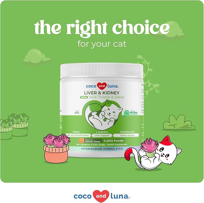 Immunity + Liver and Kidney Support for Cats - with Milk Thistle, Same, L-Arginine & Turmeric, and Dandelion Root for Detox.