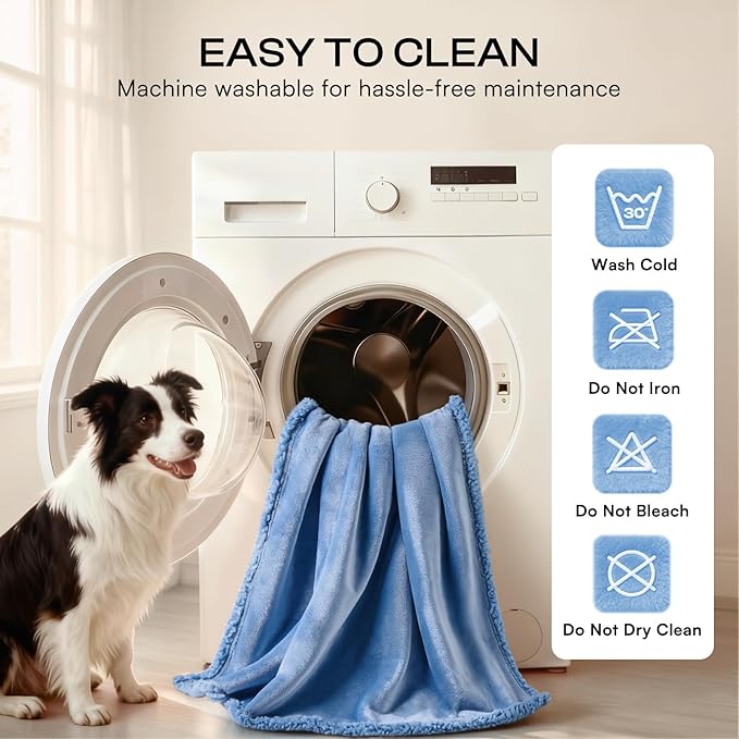 Luciphia Waterproof Pet Blanket, Liquid Pee Proof Dog Blanket for Sofa Bed Couch, Reversible Sherpa Fleece Furniture Protector Cover for Small Medium Large Dogs Cats, Navy Blue Medium(57" x 40")