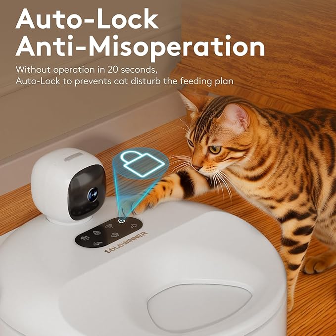 Automatic Cat Feeder Wet Food for 5 Meals, Semiconductor Cooling & ππ«π-πππππ’π§π Pet Food Dispenser with Night Vision Camera, App-Controlled Auto Cat Feeder with Food-Grade Stainless Tray