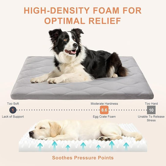 BEAUTYZOO Dog Crate Pad for Medium Dogs, Washable & Detachable Kennel Mat, Anti-Slip Soft Fluffy Puppy Bed for Crate, Cage, and Car Travel, Cozy Sleeping Mattress, 30x20 Inches, Gray