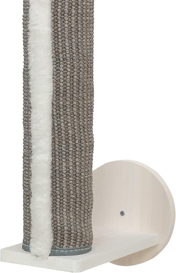 Trixie Cat Wall Furniture Set 1 - Customizable Cat Wall Climbing Set - with Climbable Scratching Post and Elevated Plattform - with Durable Sisal Rope - in White/Gray