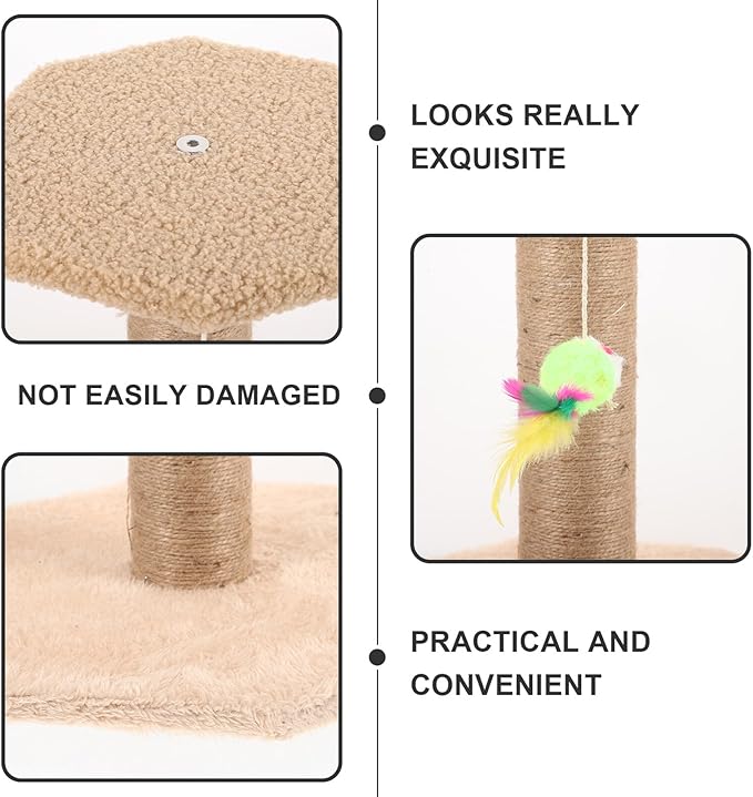 Adorable Cat Scratching Post and Vertical Kitten Scratcher with Sisal Rope, Small Floor Climbing Pole for Indoor Cats and Kitten Supplies
