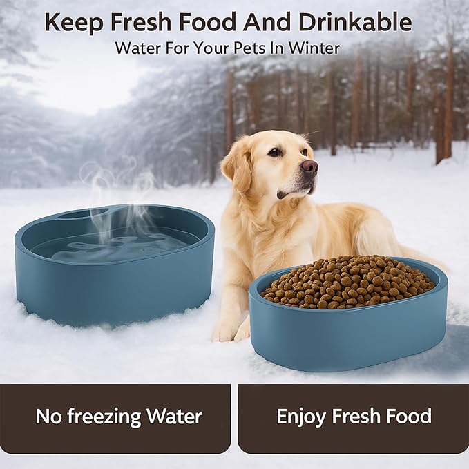 Large Heated Water Bowl for Dog & Cat, Outdoor Heated Dog Bowl with Chew Resistant Power Cord, Waterproof Heated Pet Bowl Smart Thermal-Dish in Winter for Dog Cat Chicken Birds, 125 OZ UL Certified