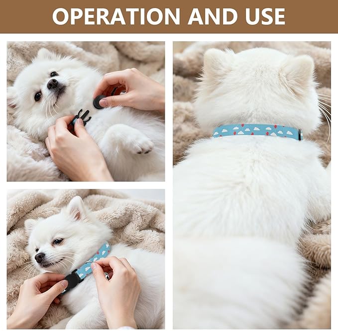 Dog Collar Balloons Clouds Pattern Dog Collars Puppy Collar Cat Pet Collar with Adjustable Buckle for Dogs Cats Pets Supplies 2 Pack