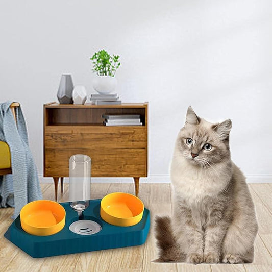 Dog Bowls Drinking Pet Feeding Station Detachable Non Slip Pet Feeder and Waterer for Cats Dogs Small Medium Large Pets Supplies, Three Blue