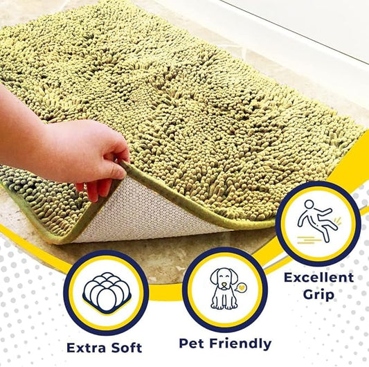 Muddy Mat® | Super Absorbent Door Mat Indoor, Microfiber Quick Dry Chenille Entryway Rug, Non-Slip Front Door Mat, Indoor Mats for Entryway, Machine Washable Pet Rug, Yellow 36" x 120"