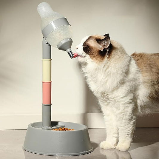 Buyter 2 in 1 Cat Feeder,Adjustable Dog Food Feeder & Water Dispenser,Pet Food Water Dish 2.2L Food and 528ML Waterer